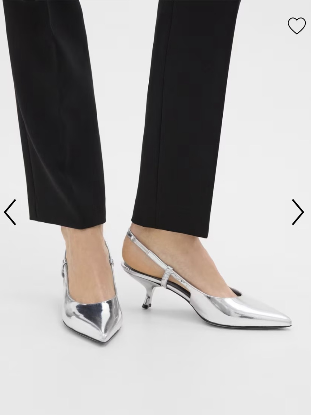 THEORY Micro Slingback Pump in Metallic Leather - Silver size EU 41 / US 10